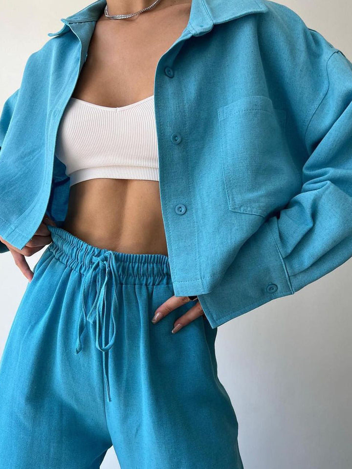 Vilma - Ensemble deux pièces - Top zippé à col et pantalon à cordon de serrage