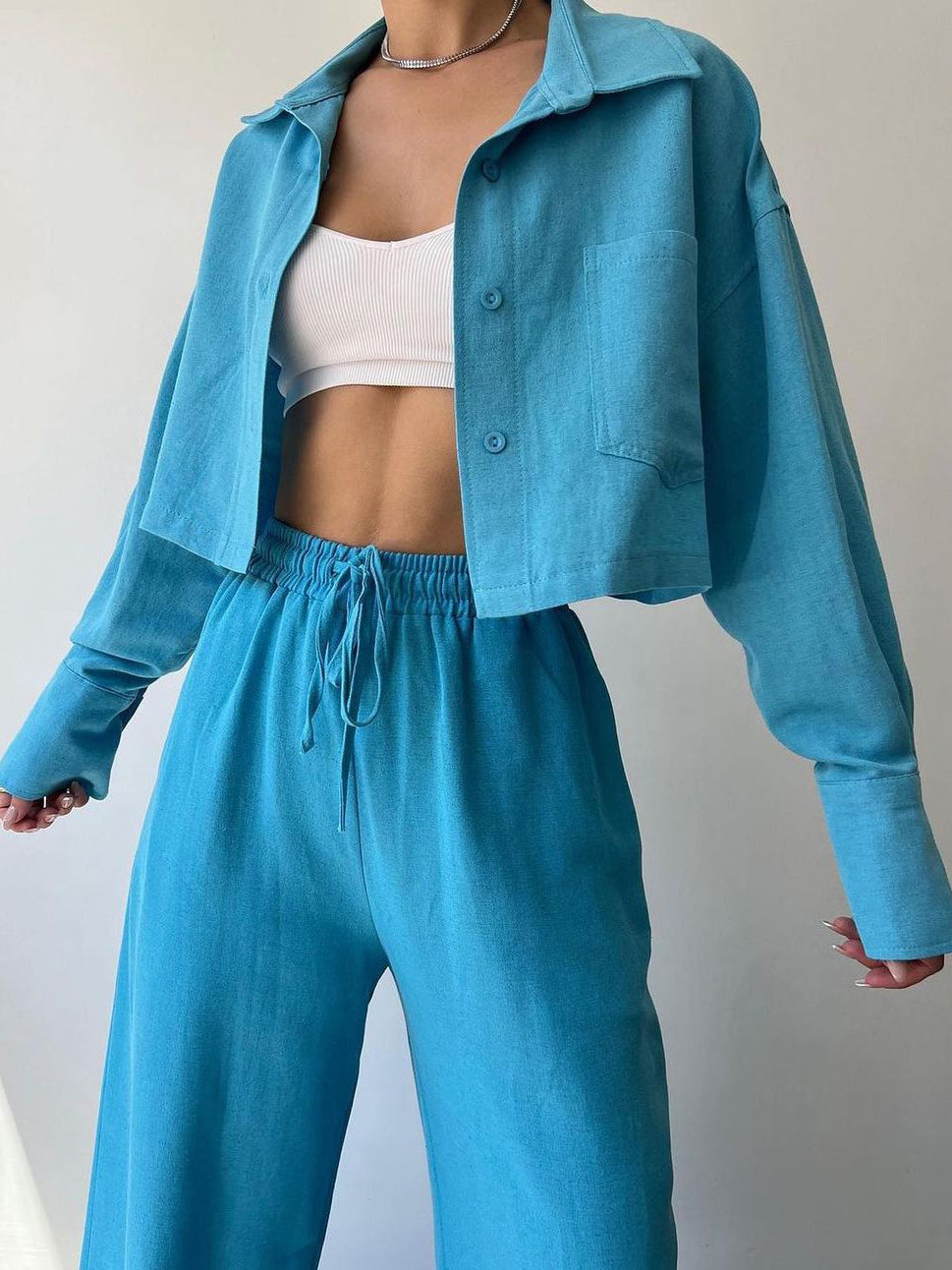 Vilma - Ensemble deux pièces - Top zippé à col et pantalon à cordon de serrage