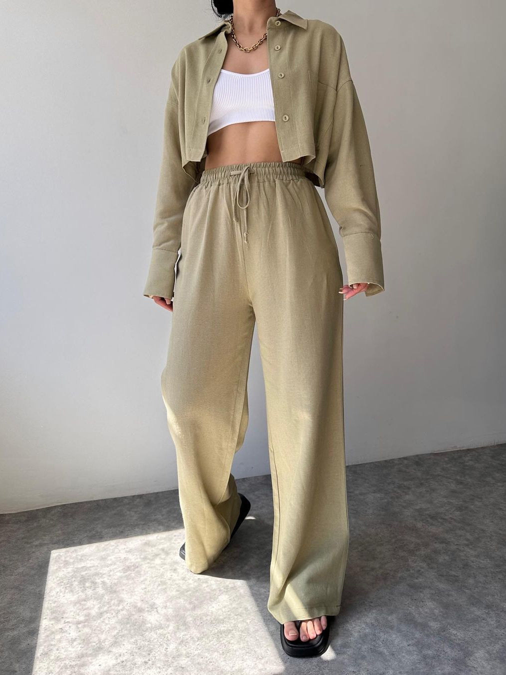 Vilma - Ensemble deux pièces - Top zippé à col et pantalon à cordon de serrage
