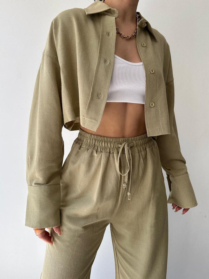 Vilma - Ensemble deux pièces - Top zippé à col et pantalon à cordon de serrage