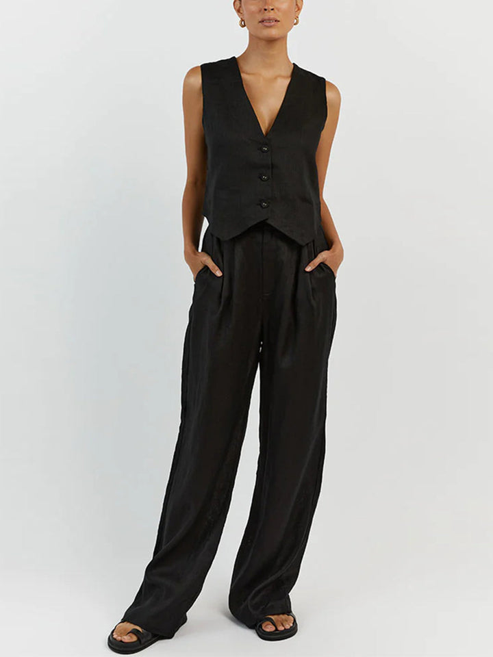 Emilia - Ensemble gilet sans manches et pantalon