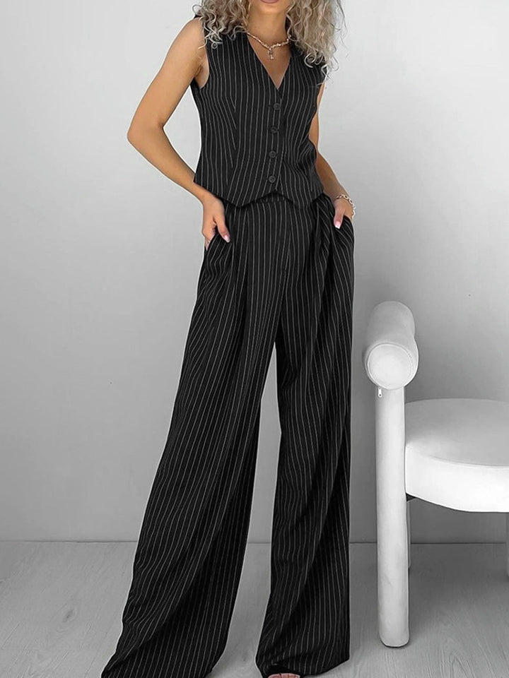 Tamara - Ensemble pantalon de costume décontracté à rayures