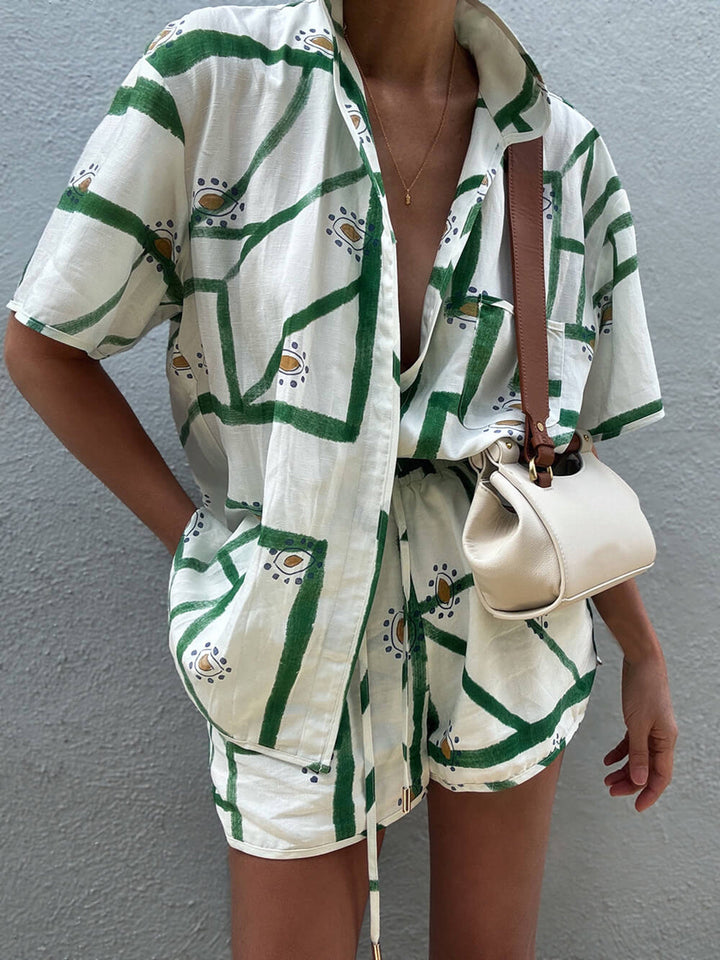 Julia - Ensemble short à cordon de serrage imprimé