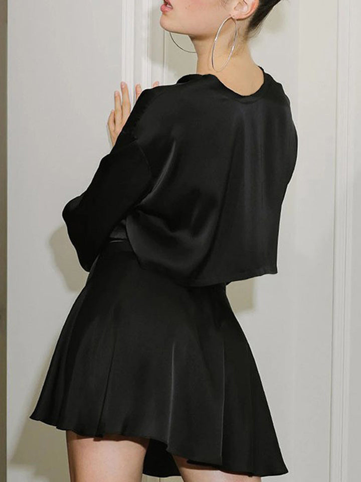Emilia - Ensemble deux pièces avec jupe nouée à ourlet brut en satin
