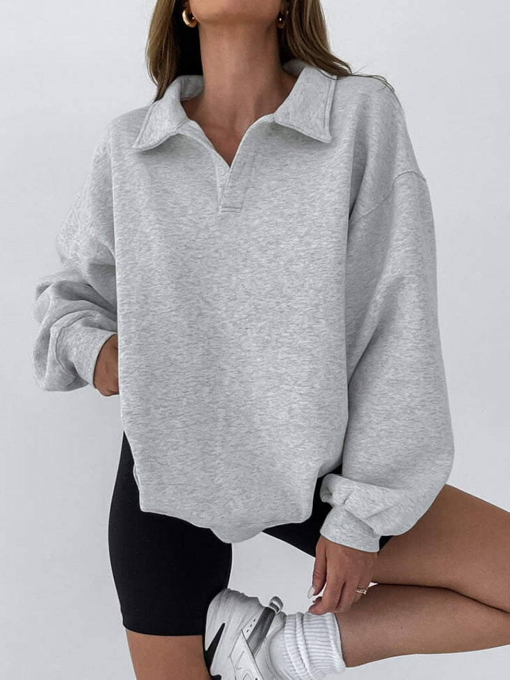 Sweat-shirt polo en laine polaire pour femmes - Hildrun