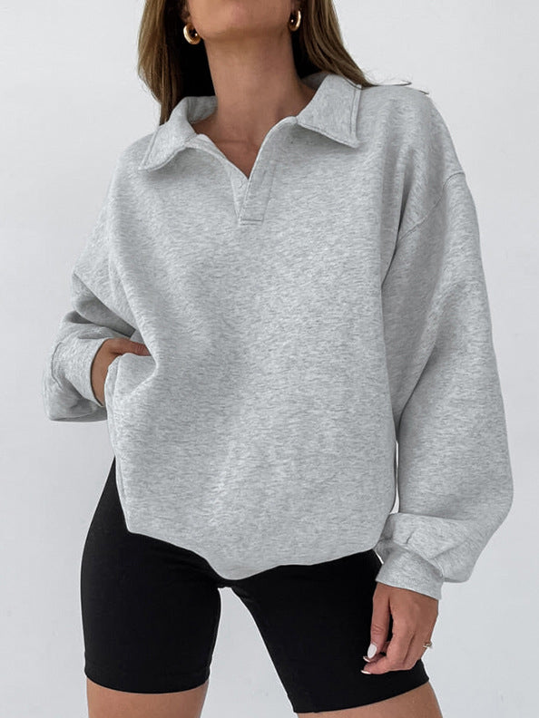 Sweat-shirt polo en laine polaire pour femmes - Hildrun