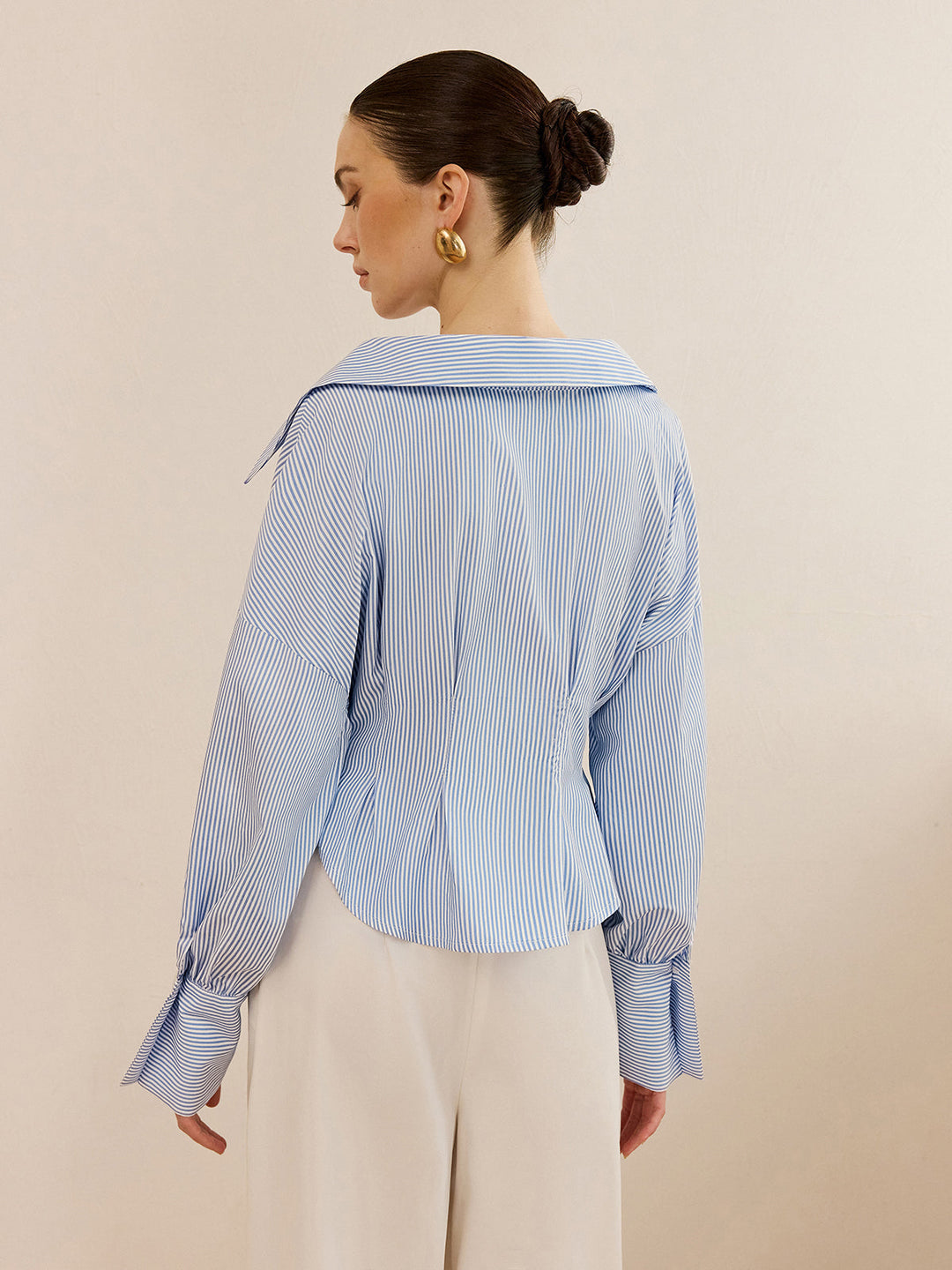 Chemisier rayé à col large pour femme - Anny