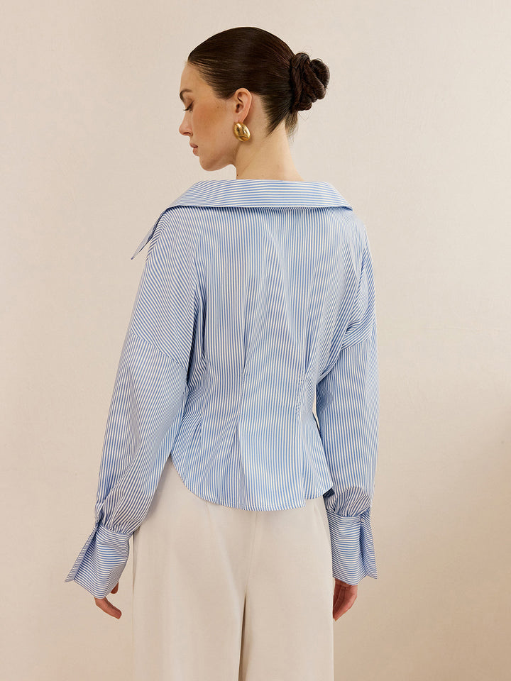 Chemisier rayé à col large pour femme - Anny