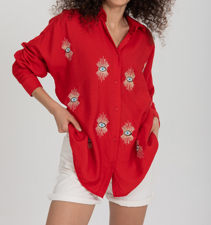 Lizabel - Tendance Blouse Créative Design Yeux pour Femmes