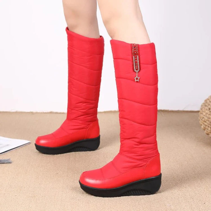 Olgia - Bottes d'Hiver Hautes à Semelle Compensée