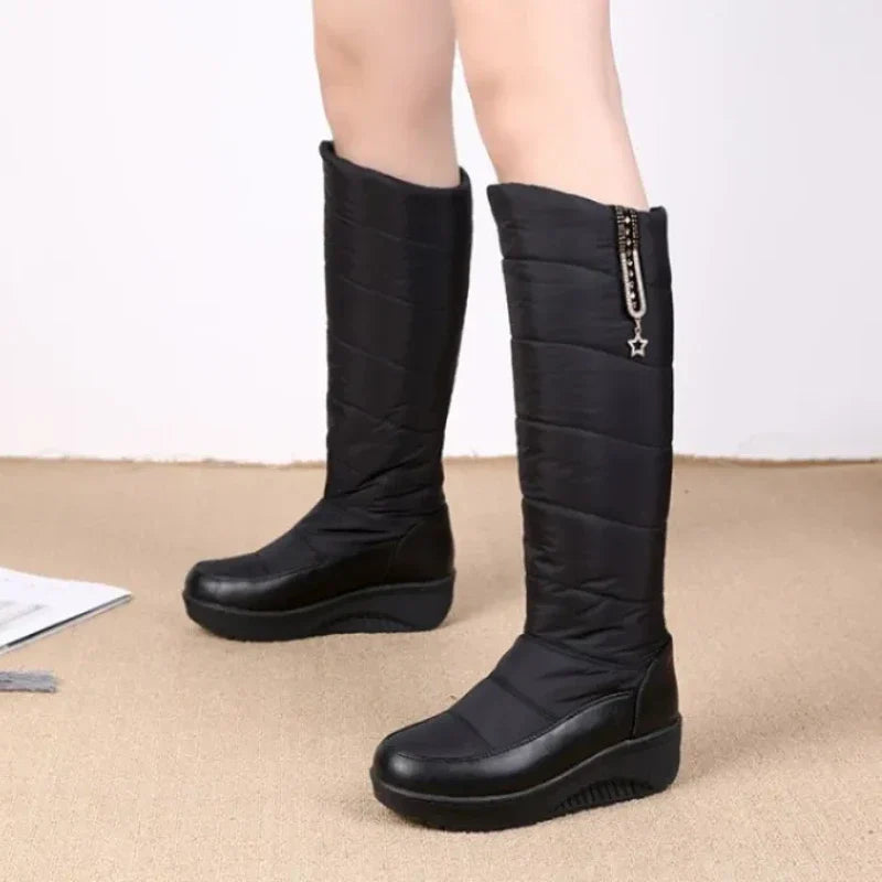 Olgia - Bottes d'Hiver Hautes à Semelle Compensée