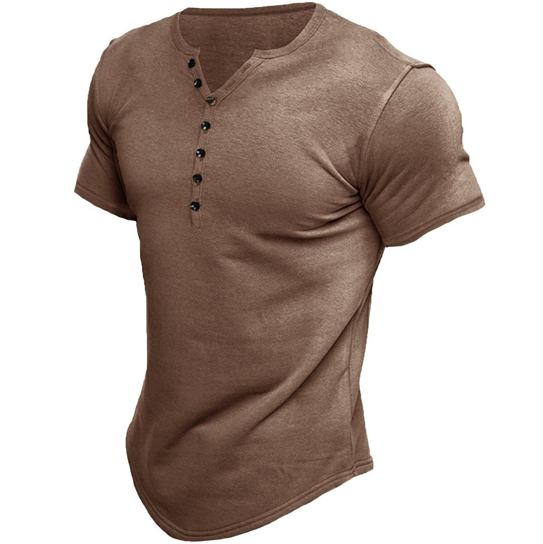 T-shirt homme slim fit avec demi-patte de boutonnage