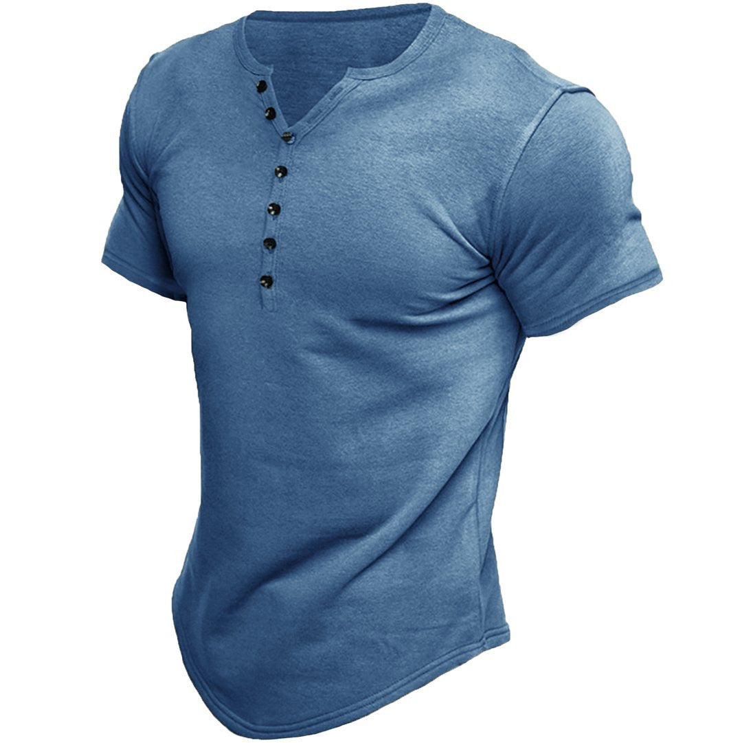 T-shirt homme slim fit avec demi-patte de boutonnage