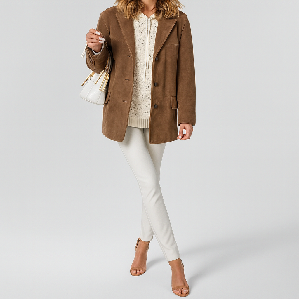 Veste rétro brune à manches longues - Alina