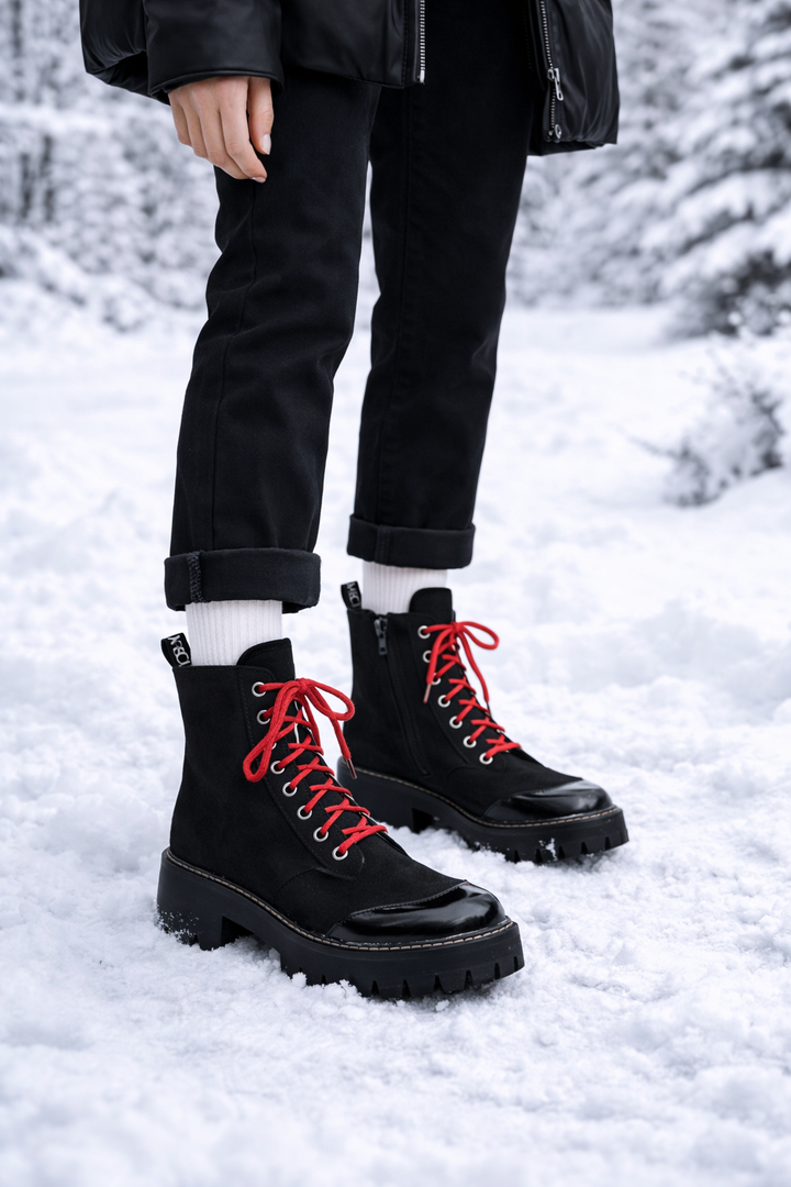 Bottes en cuir à semelles plates pour femmes - Wendy