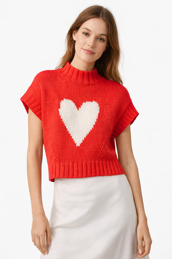 Pull tricoté à cœur central pour femmes - Bryndís