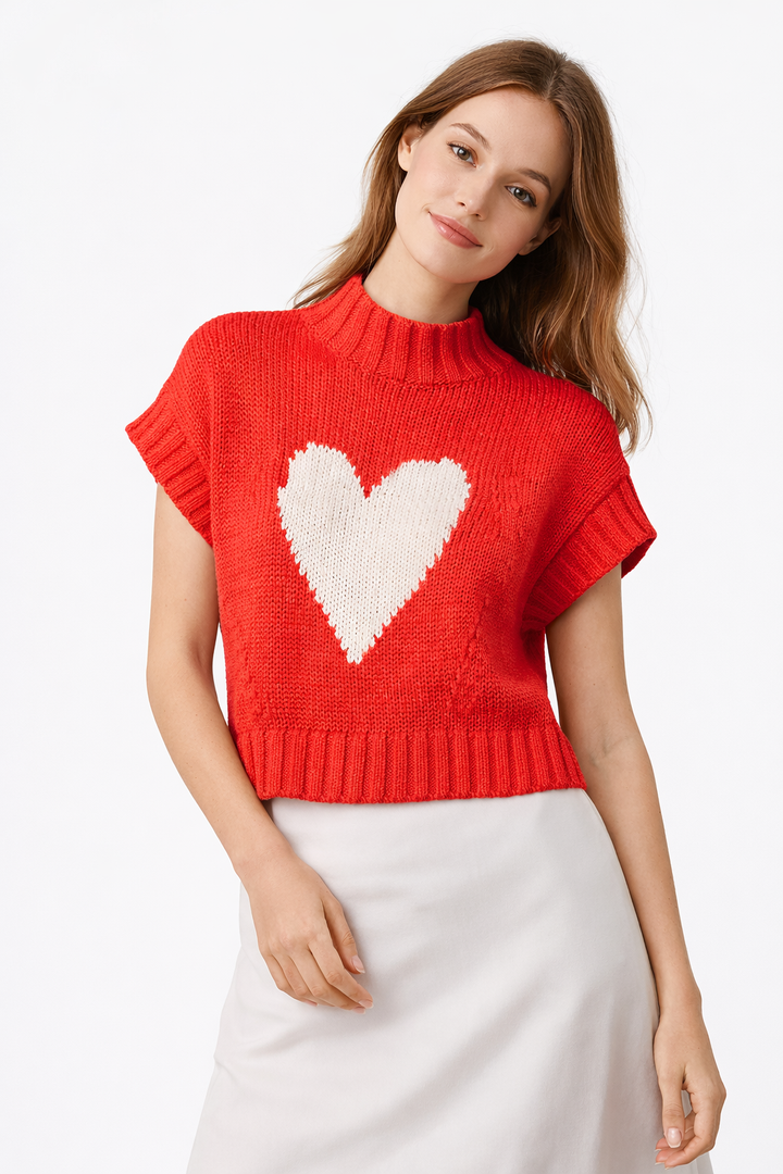 Pull tricoté à cœur central pour femmes - Bryndís