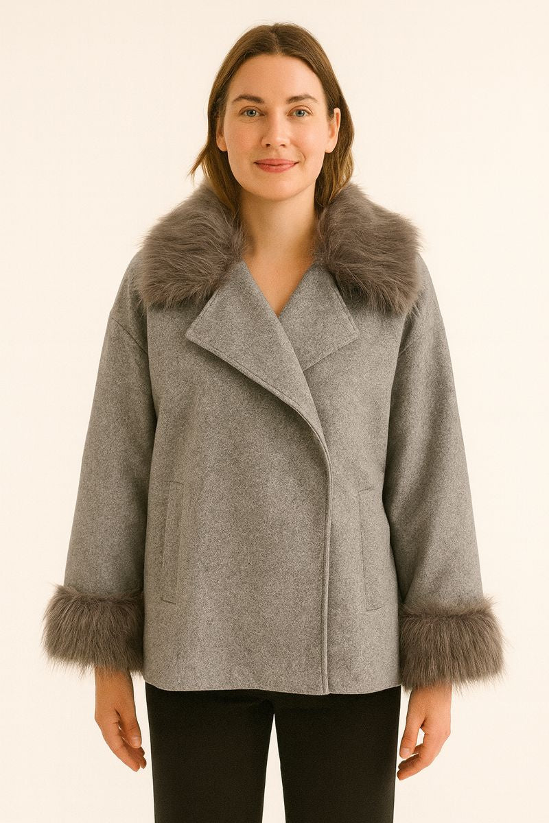 Manteau cape à col roulé en laine pour femme - Potter