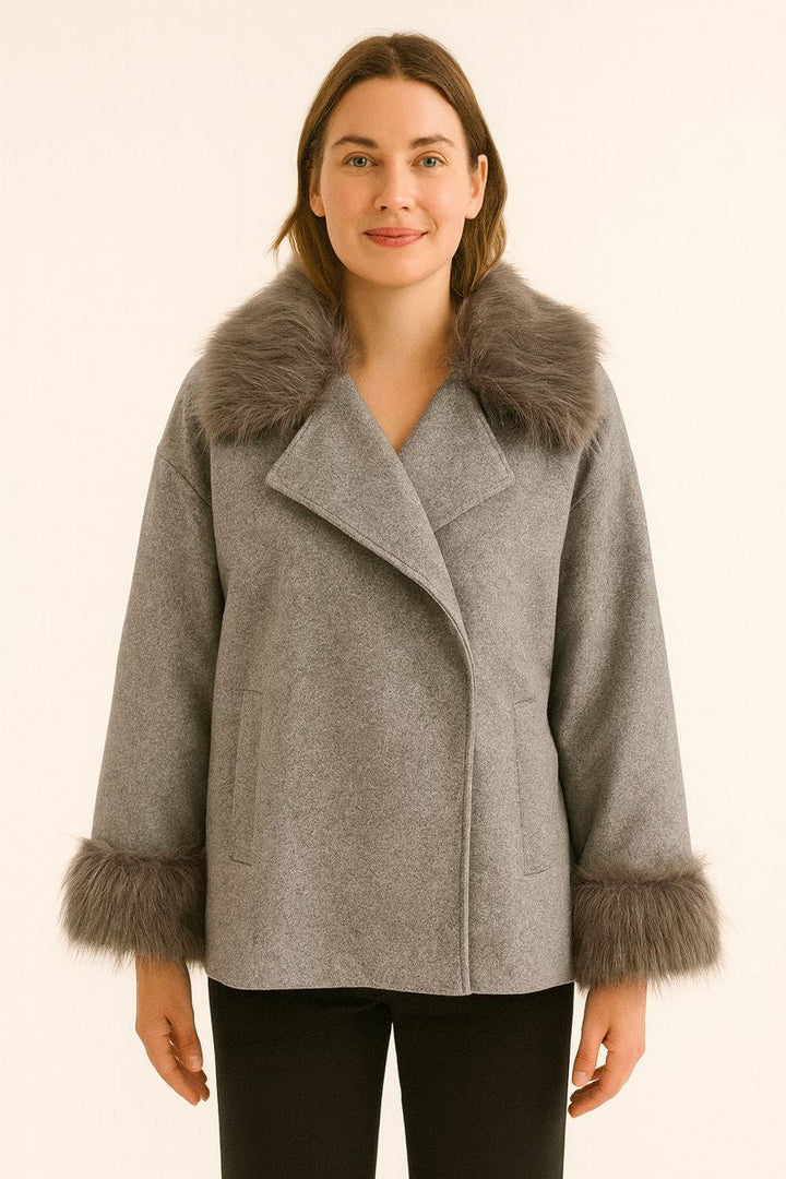 Manteau cape à col roulé en laine pour femme - Potter