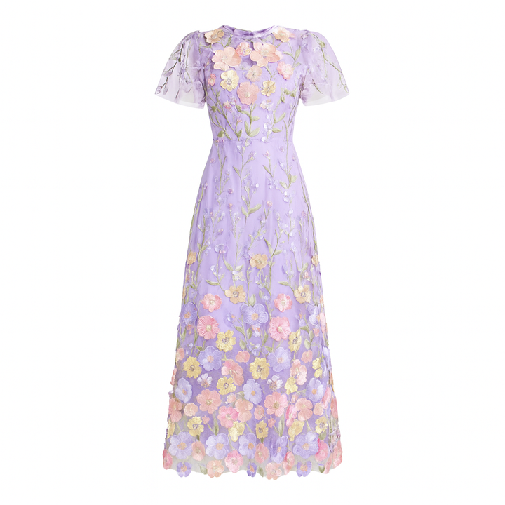 Robe longue fleurie brodée femme - Fiorella