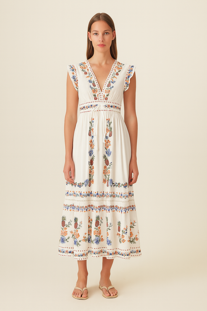 Robe longue brodée de style bohème pour femmes - Ameyal