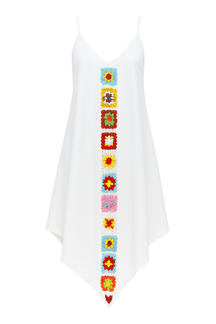 Robe midi bohème avec bretelles brodées sur le devant - Nayeli