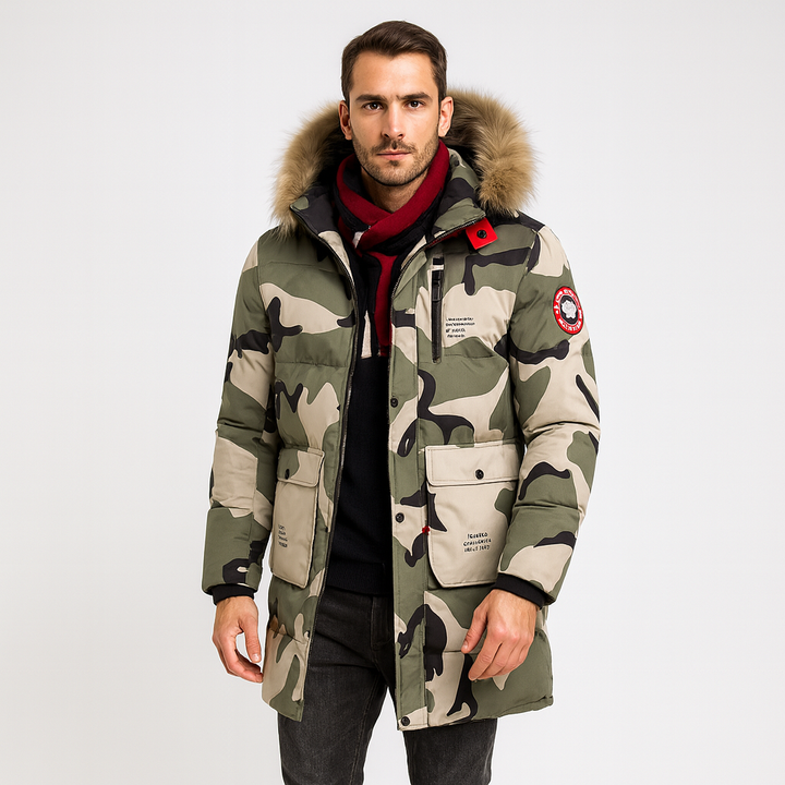 Parka matelassée à imprimé camouflage pour hommes - Leonard