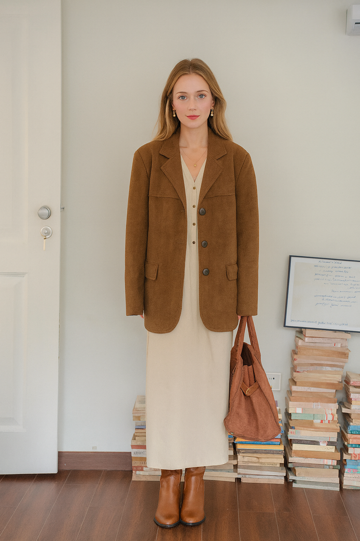 Blazer vintage en daim marron - Melissa