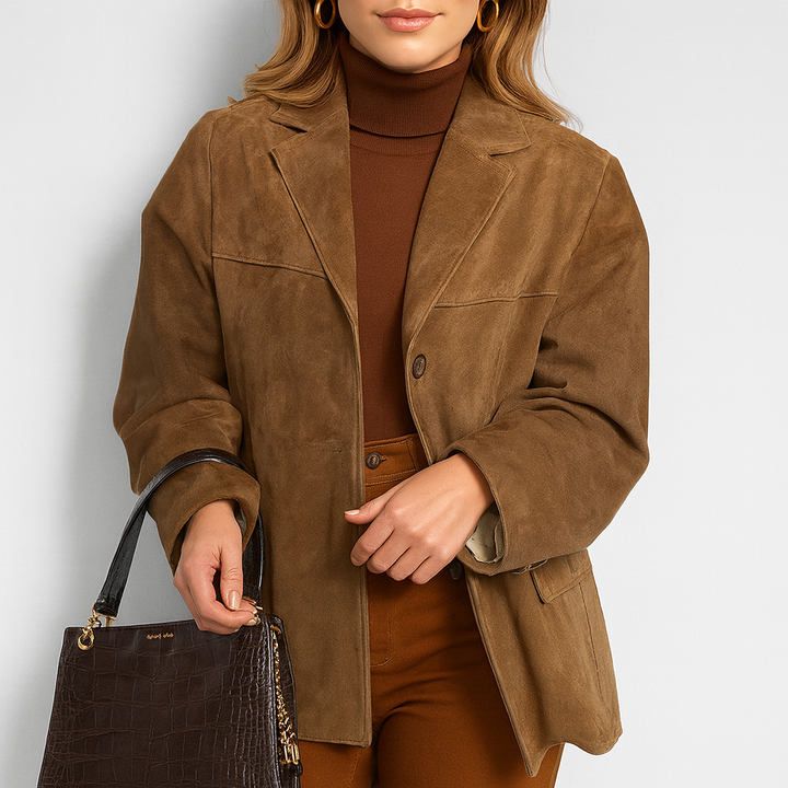 Veste rétro brune à manches longues - Alina