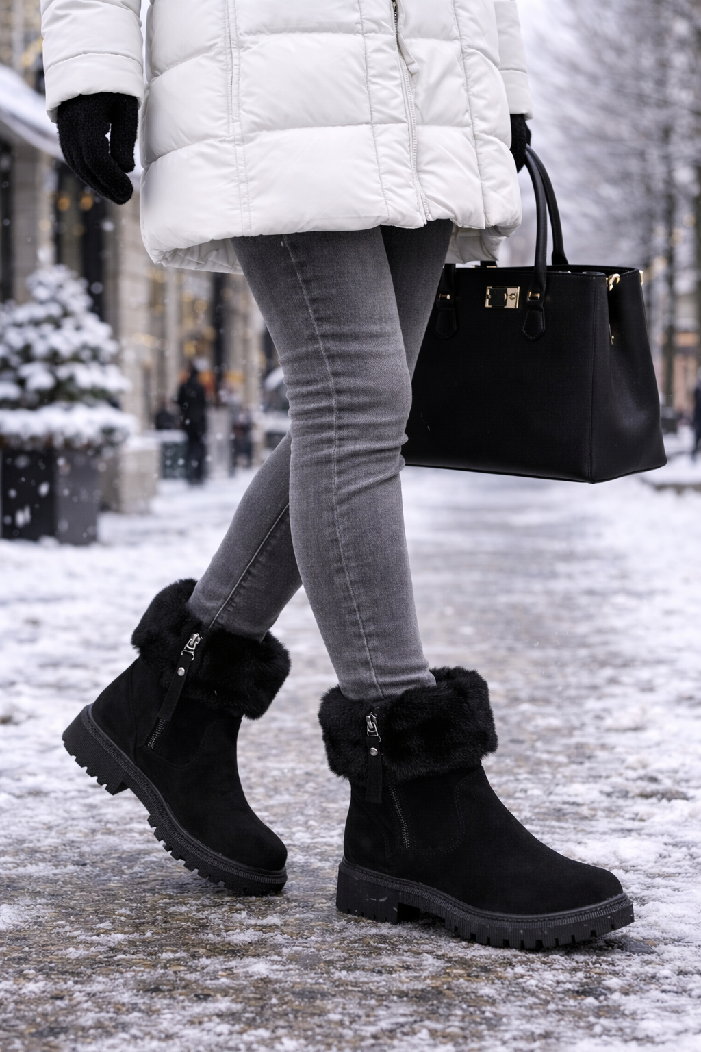 Bottes de neige pour femmes avec fermeture éclair latérale et doublure thermique - Xavira