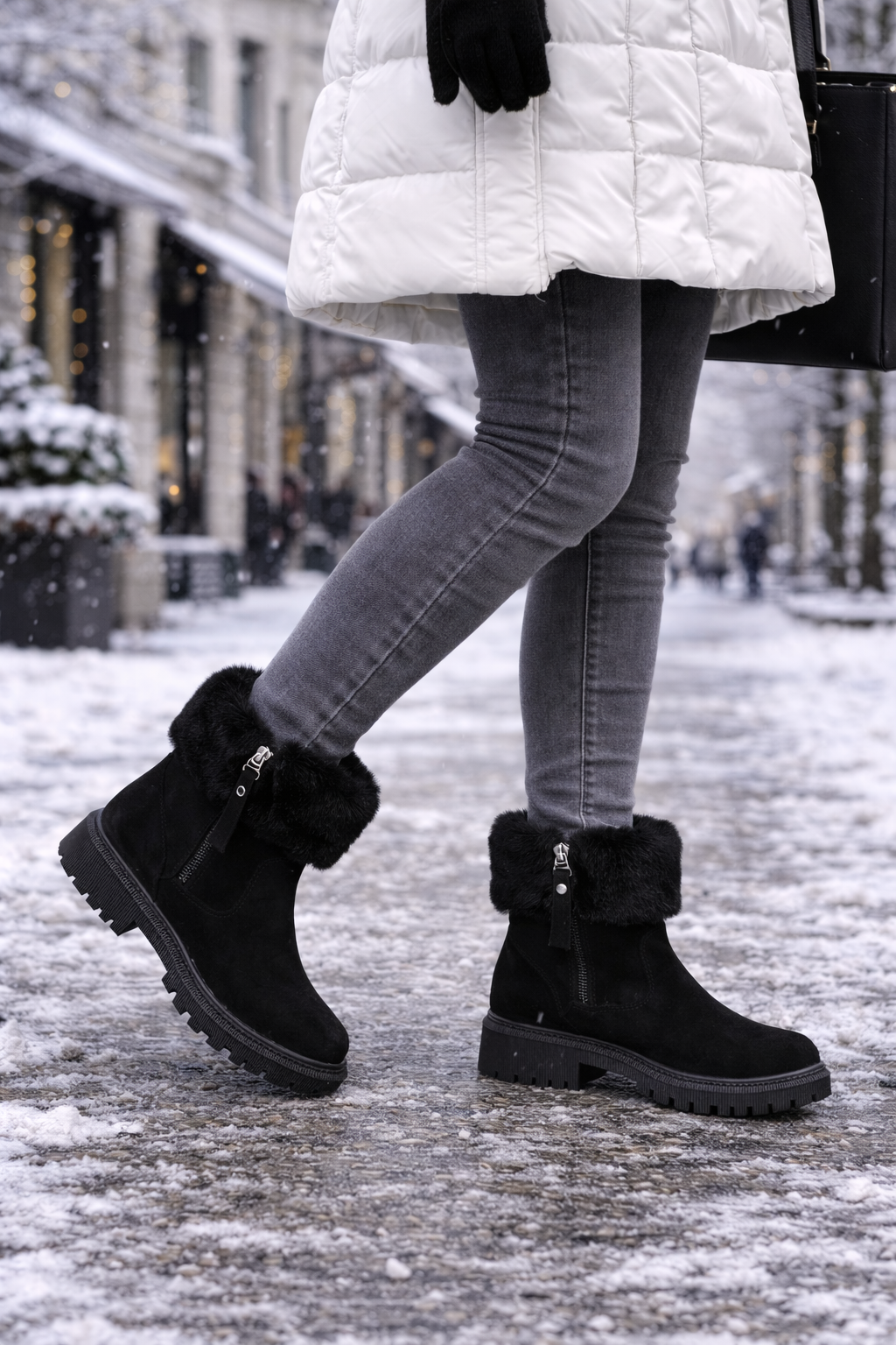 Bottes de neige pour femmes avec fermeture éclair latérale et doublure thermique - Xavira
