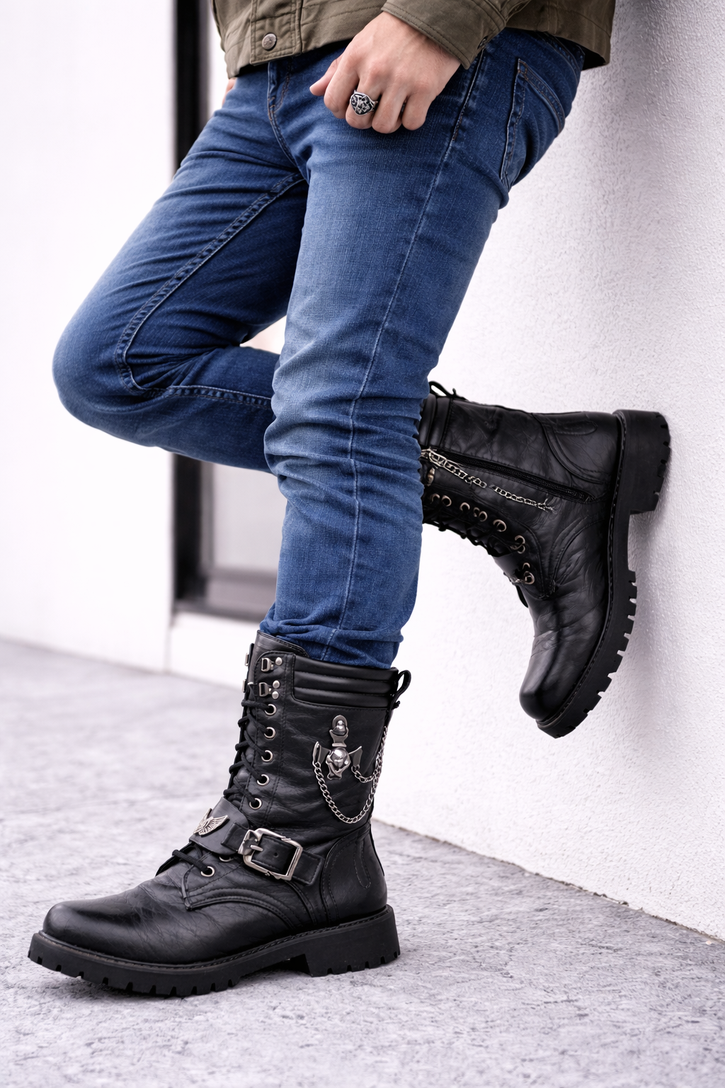 Bottes en cuir à semelle robuste pour hommes - Rovian