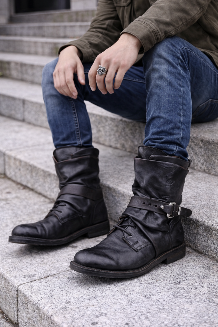 Bottines en cuir pour hommes - Kryvon