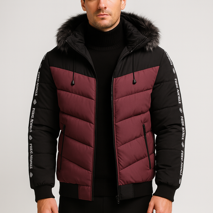 Veste matelassée pour homme avec capuche en fourrure synthétique - Elian