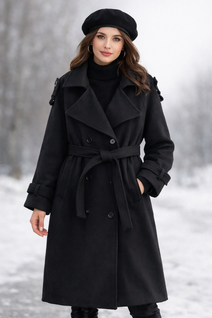 Manteau croisé en laine pour femme - Hannelore