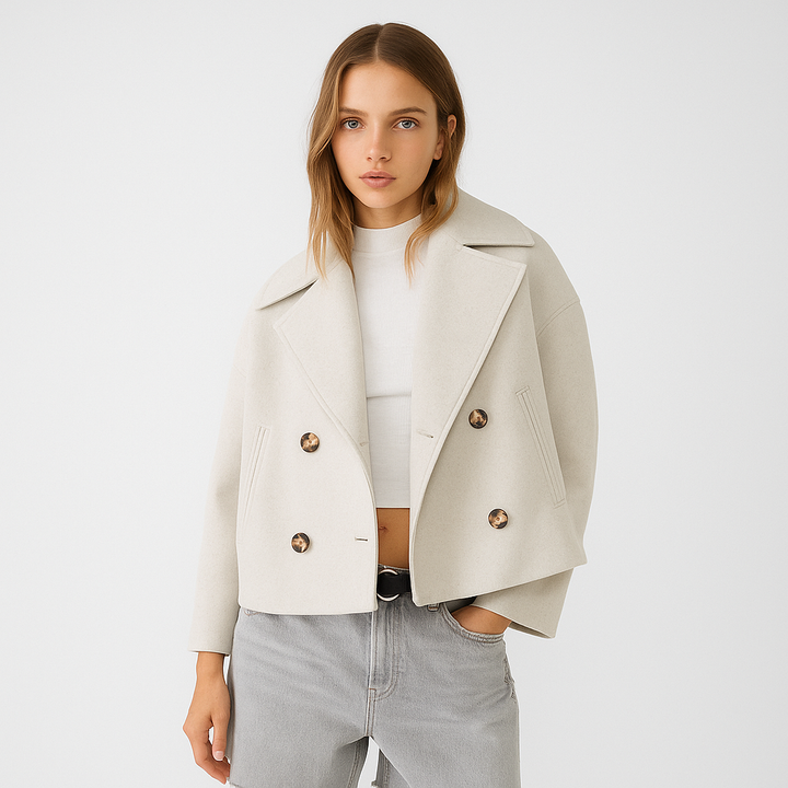 Veste courte en laine pour femme avec double boutonnage - Heidi
