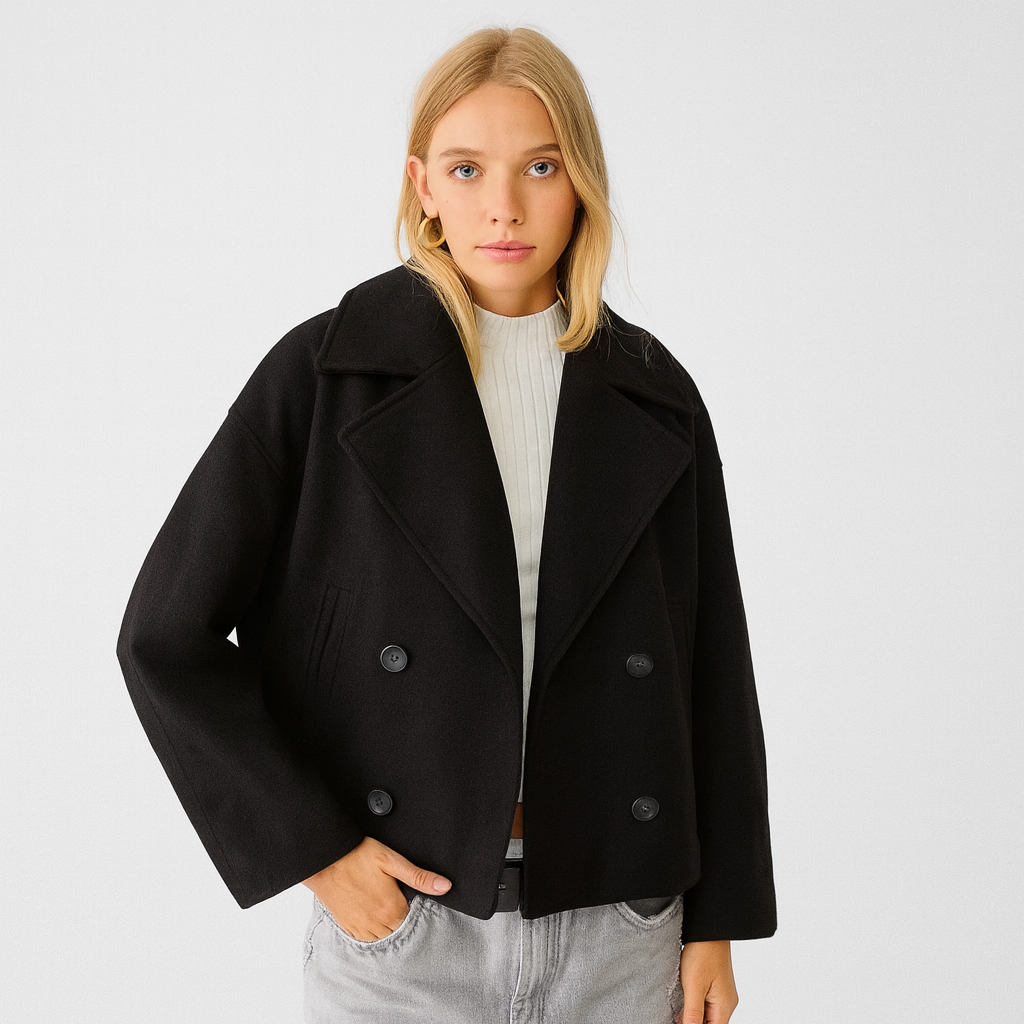 Veste courte en laine pour femme avec double boutonnage - Heidi