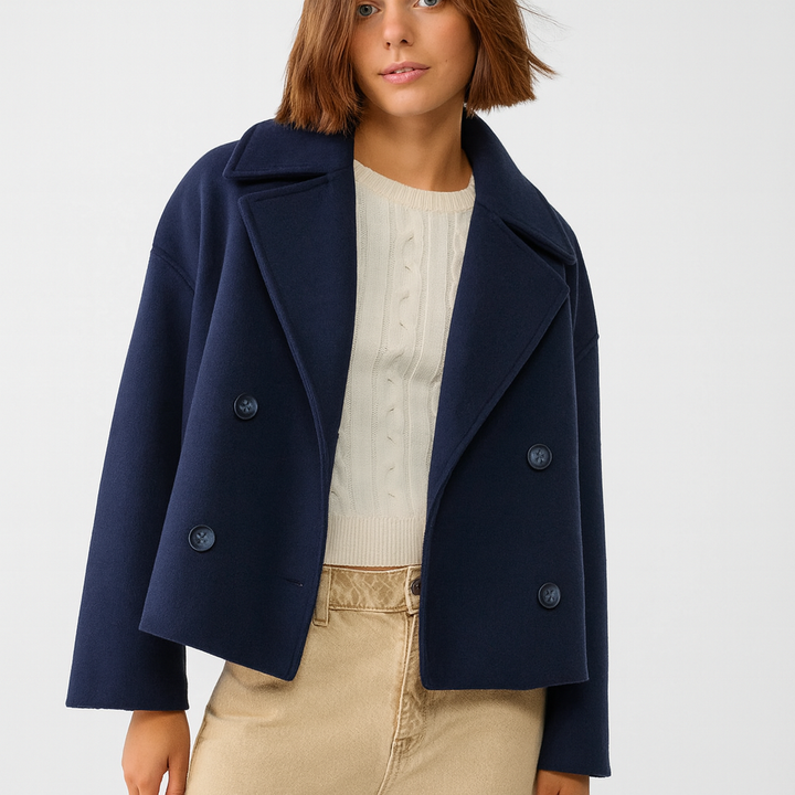 Veste courte en laine pour femme avec double boutonnage - Heidi
