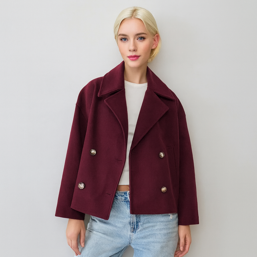 Veste courte en laine pour femme avec double boutonnage - Heidi