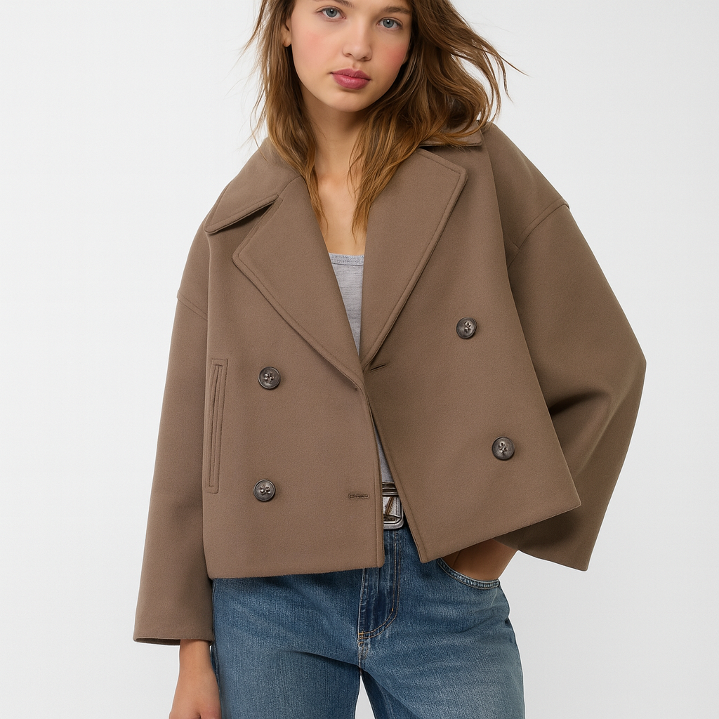 Veste courte en laine pour femme avec double boutonnage - Heidi