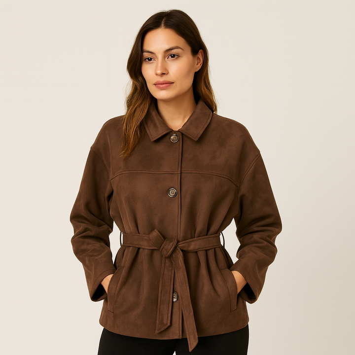 Veste en daim pour femme avec ceinture - Avelise