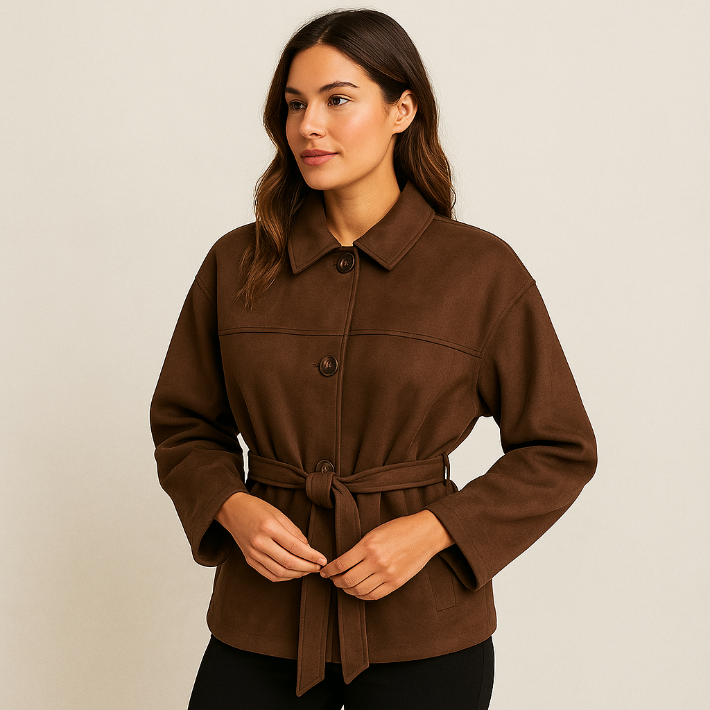 Veste en daim pour femme avec ceinture - Avelise