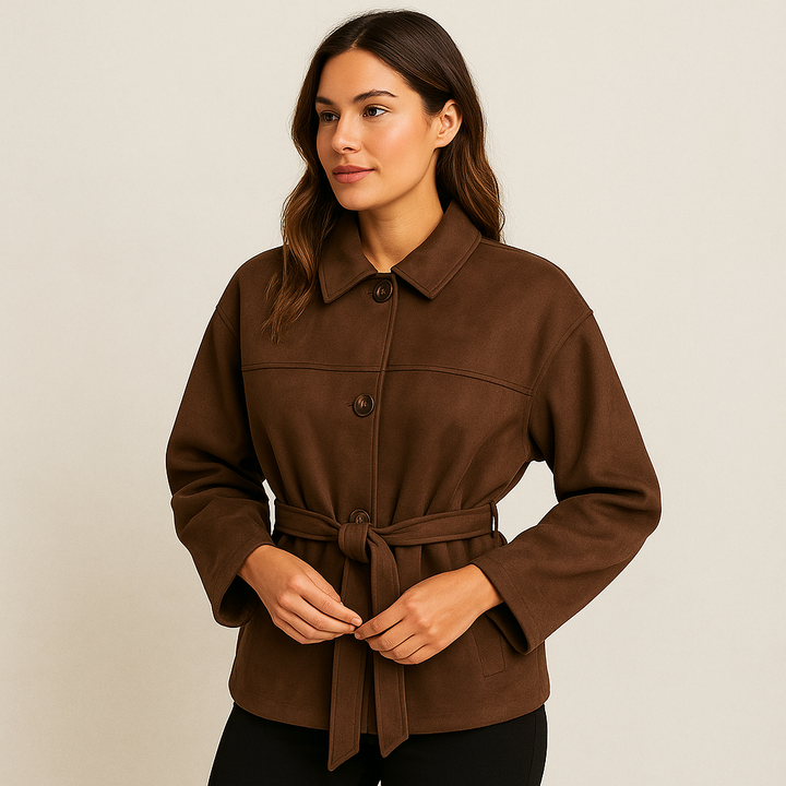 Veste en daim pour femme avec ceinture - Avelise