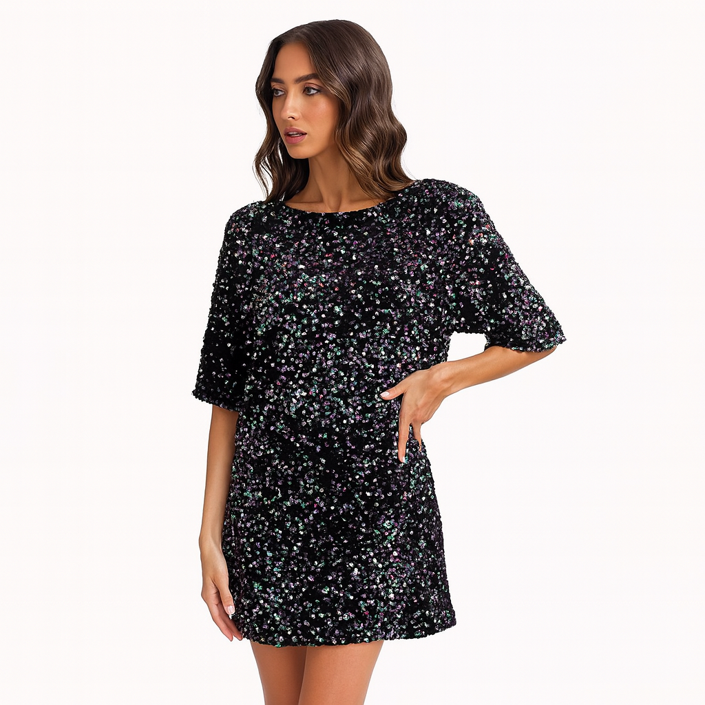 Robe à effet pailleté pour femme - Nalhira