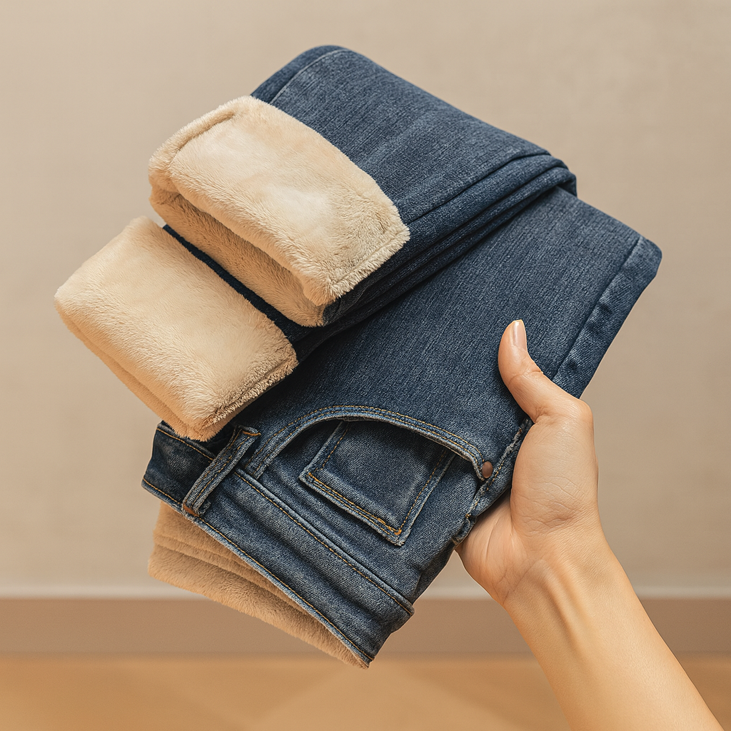 Pantalon à effet thermique pour femmes avec doublure en polaire - Aurelise