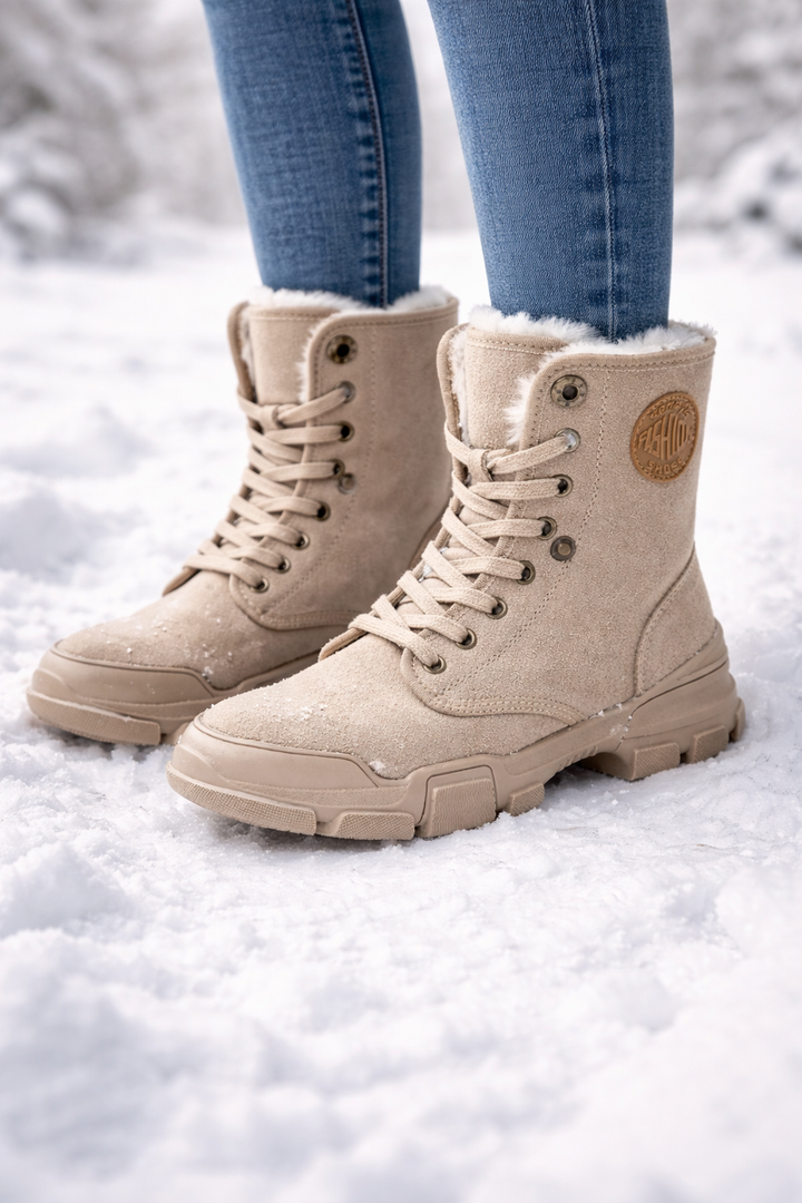 Bottines mi-mollets en peluche pour femmes - Rikke