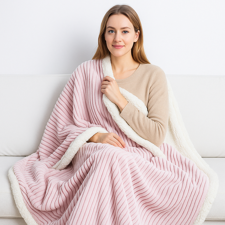 Couverture d'hiver douce et nervurée avec doublure thermique