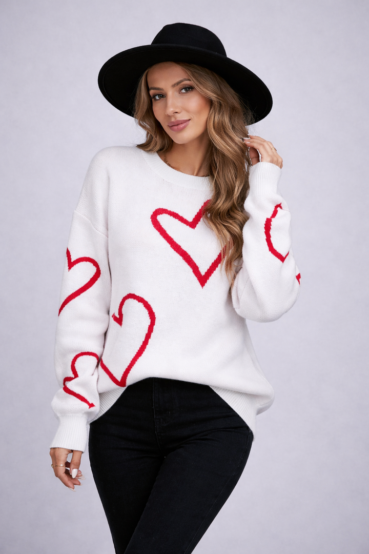 Pull tricoté pour femmes avec contour en forme de cœur - Brynja