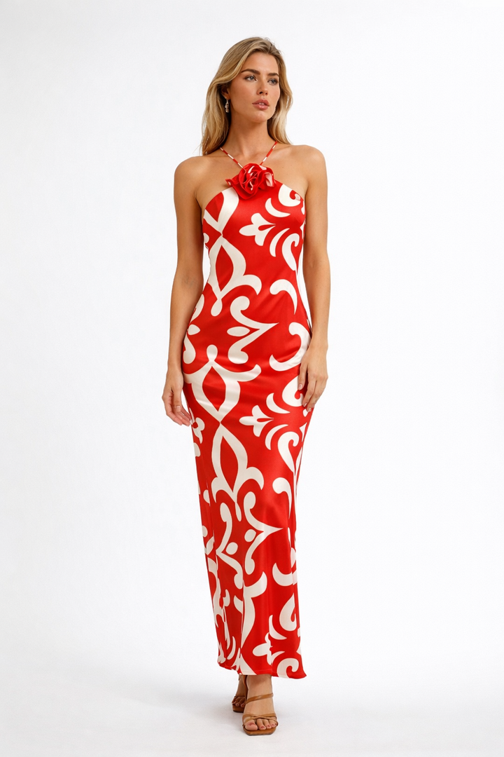 Robe en tissu à imprimé floral pour femmes - Kaja