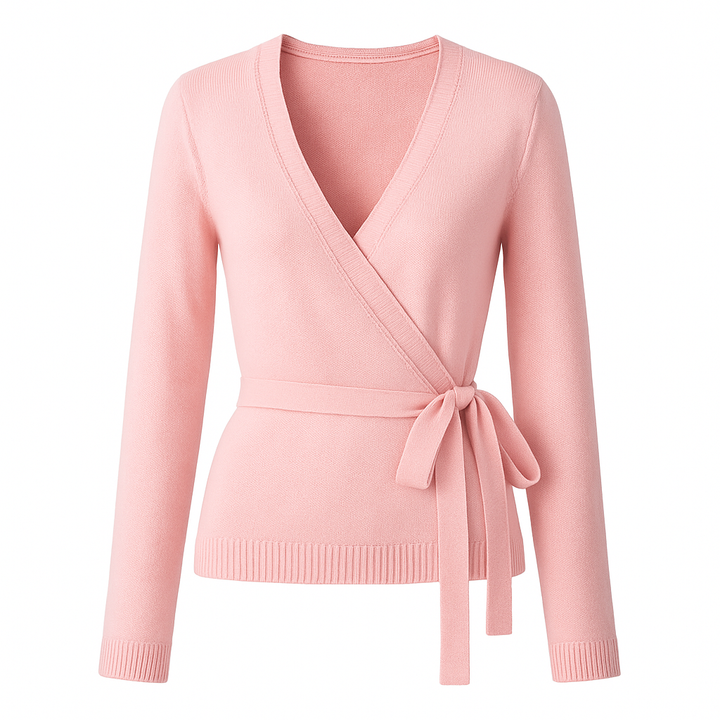 Pull croisé en maille avec nœud - Léonie